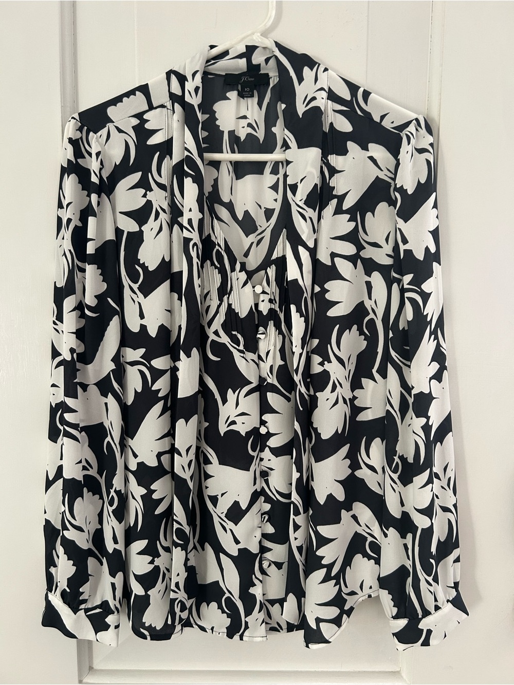 J. Crew Floral Neck Tie Button Front Blouse Size 10